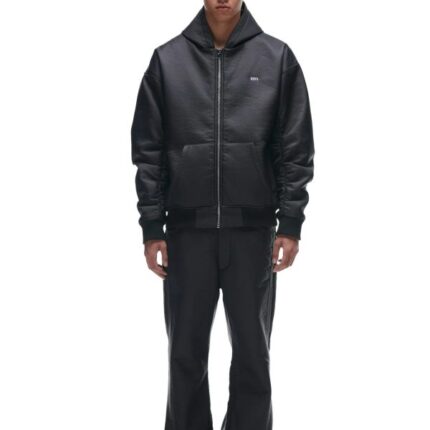 6PM CRINKLE ZIP JACKET BLACK