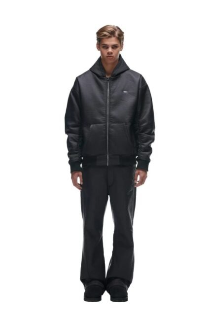 6PM CRINKLE ZIP JACKET BLACK
