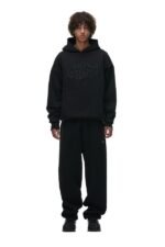 6PM double hoodie black