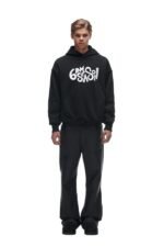 6PM double hoodie black