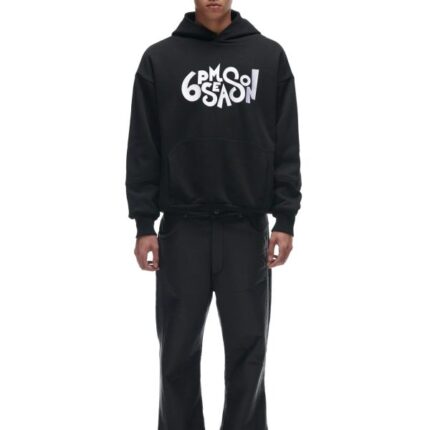 6PM double hoodie black
