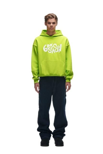 6PM double hoodie lime
