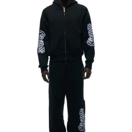 6pm WAVE LOGO ZIP HOODIE BLACK