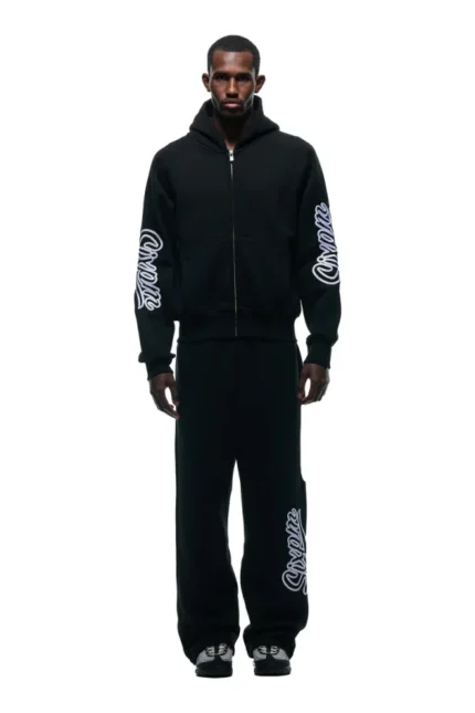 6pm WAVE LOGO ZIP HOODIE BLACK