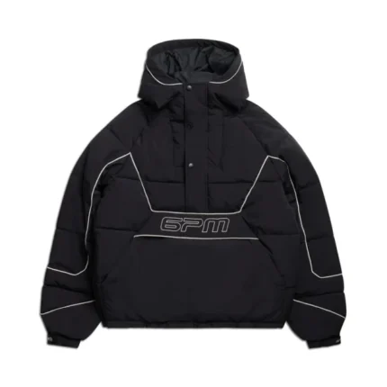 Half zip pullover puffer jacket black